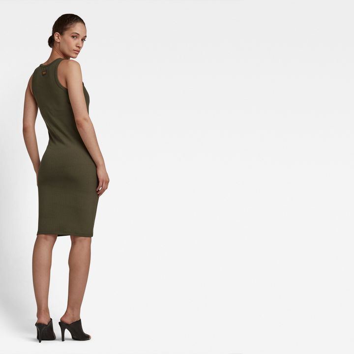 Rib Tanktop Jurk Slim Groen G STAR NL