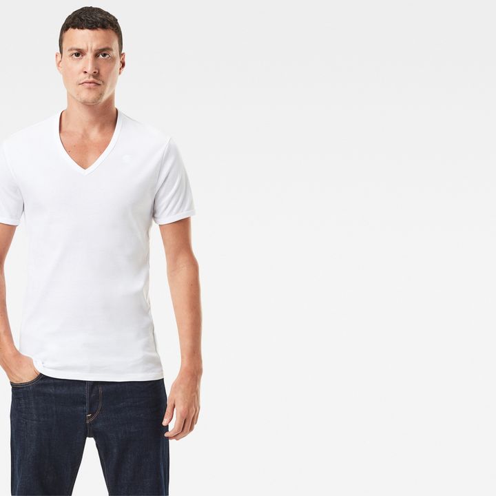 Basic V Neck T Shirt 2 Pack White G STAR NL