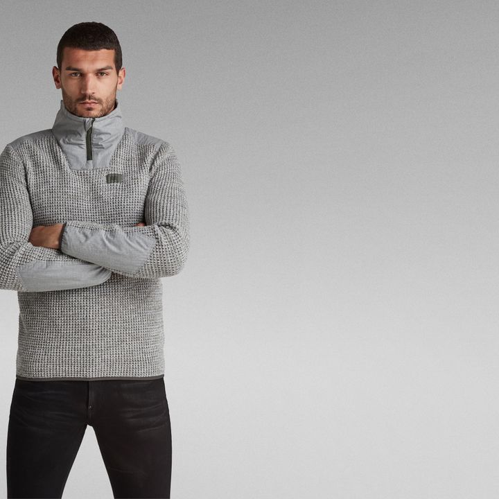 Knitted Sweater Utility Half Zip Grey G STAR PH