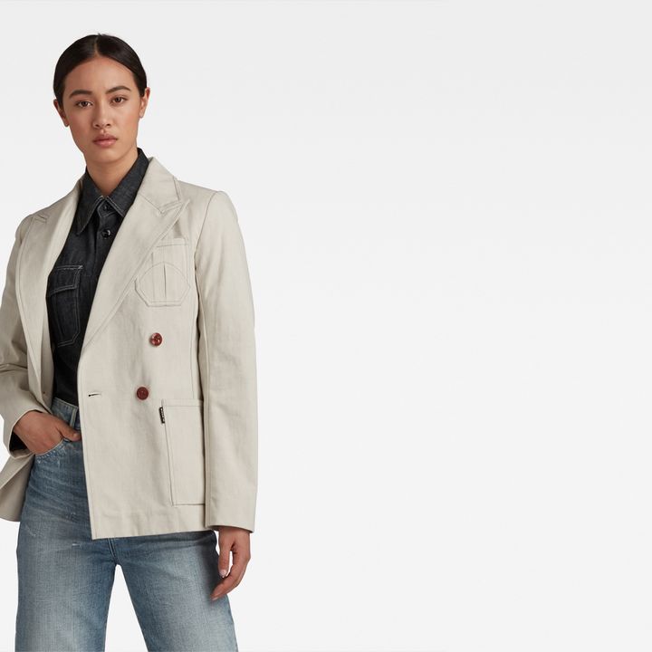 Double breasted beige blazer store