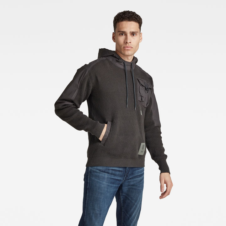 Woven Mix Hooded Knit | グレー | G-STAR® JP