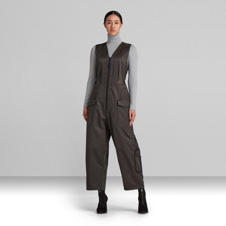 Grey sleeveless jumpsuit clearance