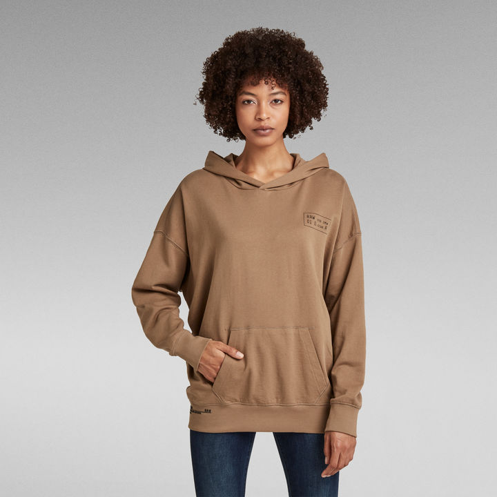 Graphic Back Snaps Hoodie Beige G STAR ZA
