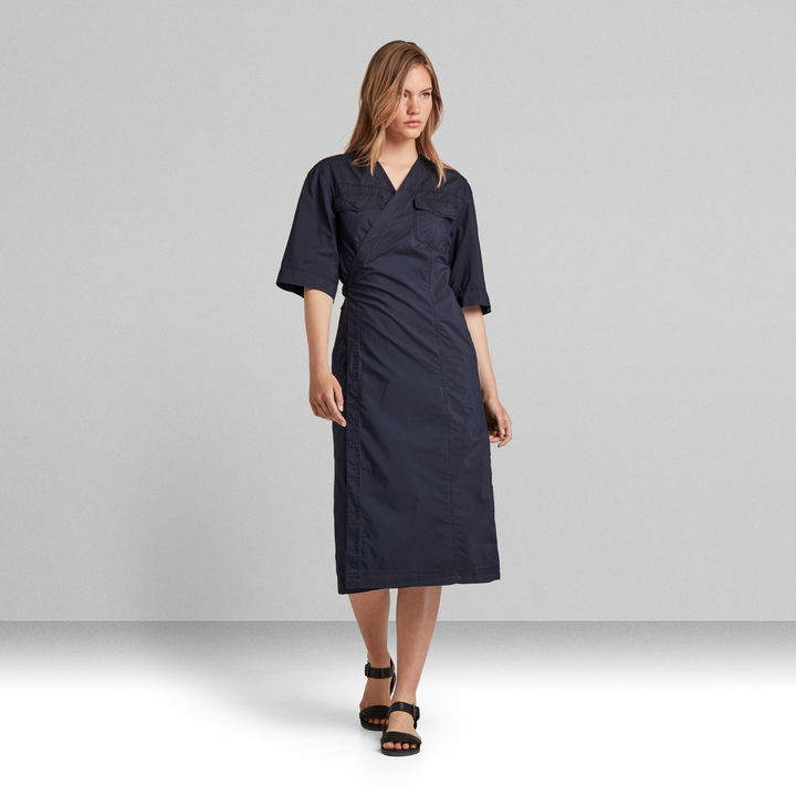 V Neck Midi Wrap Dress Dark blue G STAR CA