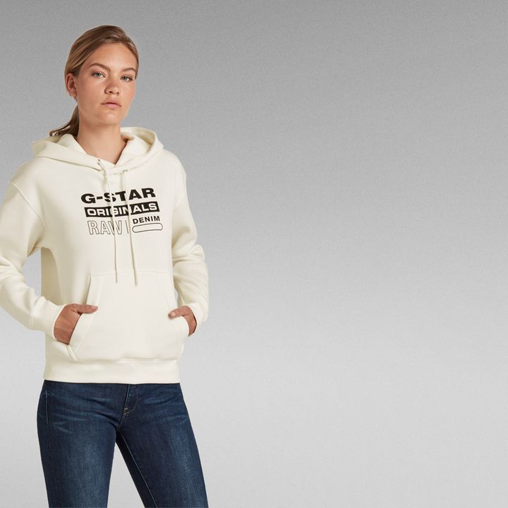 Premium Core Originals Logo Hoodie White G STAR US
