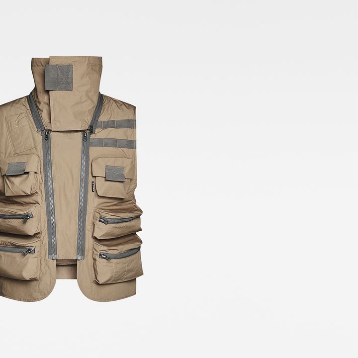 E 3D Multi Pockets Poplin Vest | Beige | G-STAR® PL