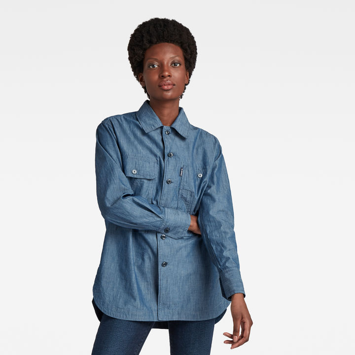 G-Star Boyfriend Long Sleeve Shirt Blue Xs Woman