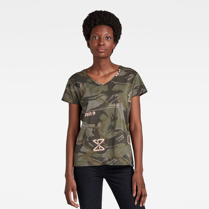 定価16200円 送料無料】16SS AKM pk camo V-neck s/s カモフラ