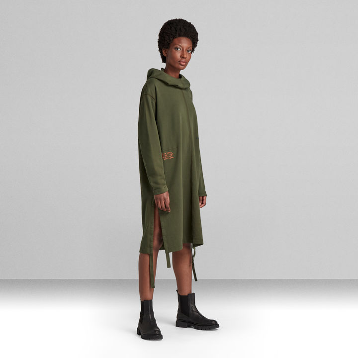 Long Hoodie Sweat Dress | Green | G-STAR® US