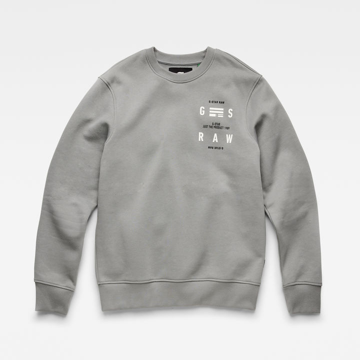 Back Print Logo Sweater Grey G STAR ZA