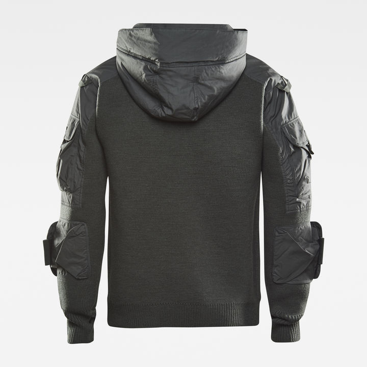 Hooded Zip Through E Woven Mix Knit | Grey | G-STAR® US