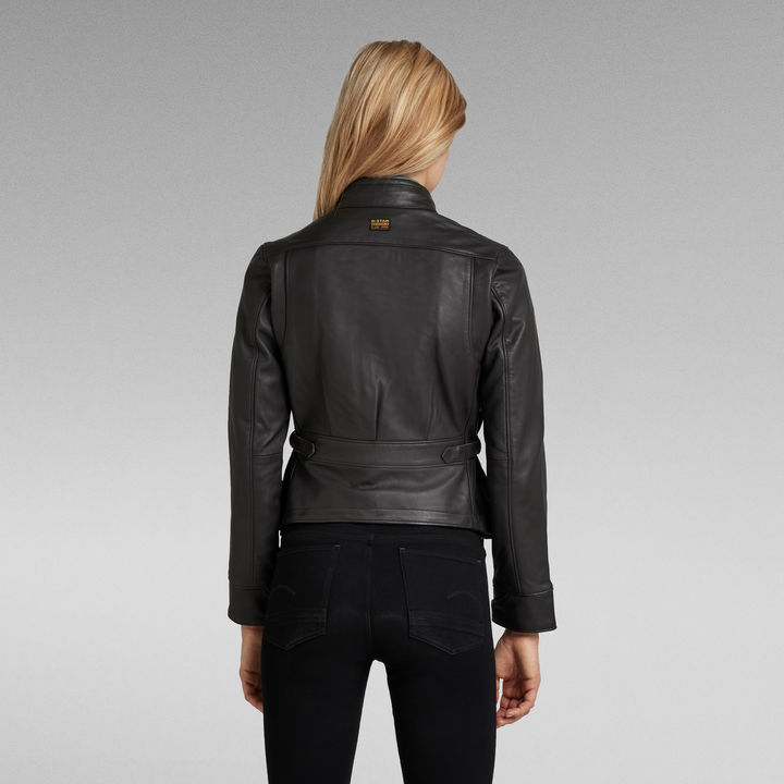 Leather Biker Jacket Black G STAR CA