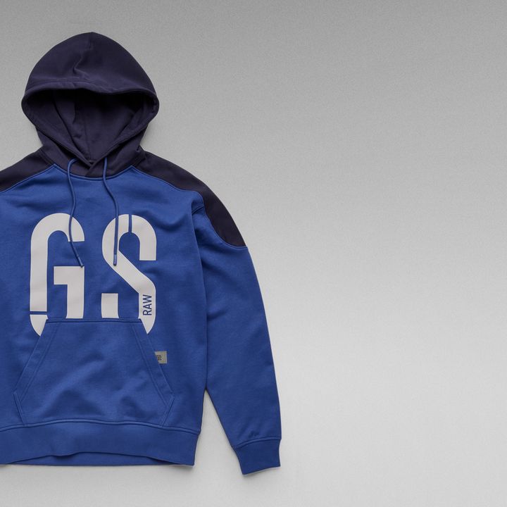 89 Logo Block Hoodie Medium blue G STAR US