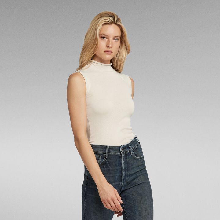 Mock neck top white store