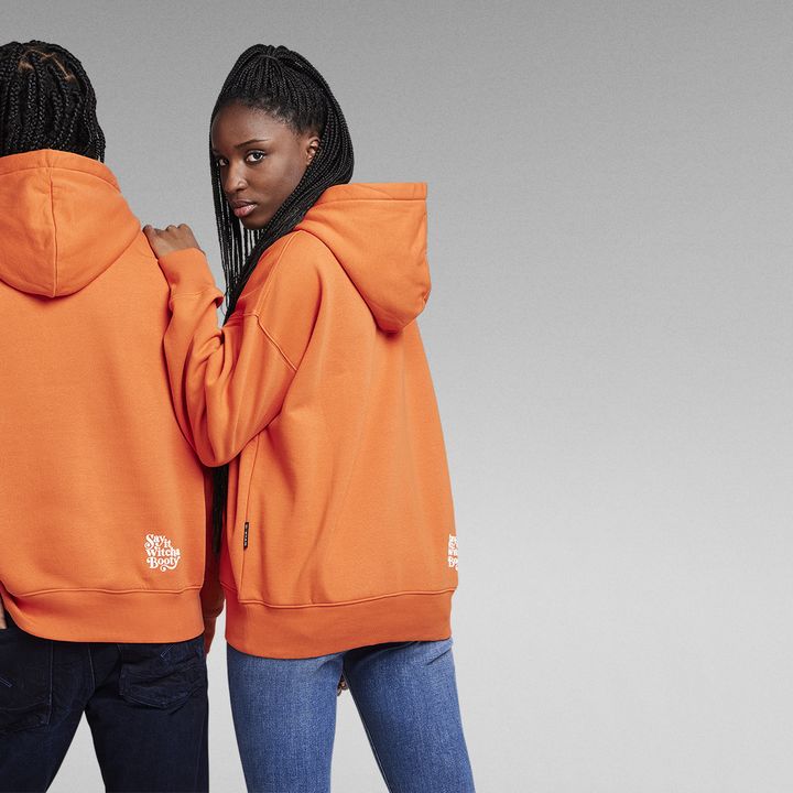 G star hoodie orange best sale