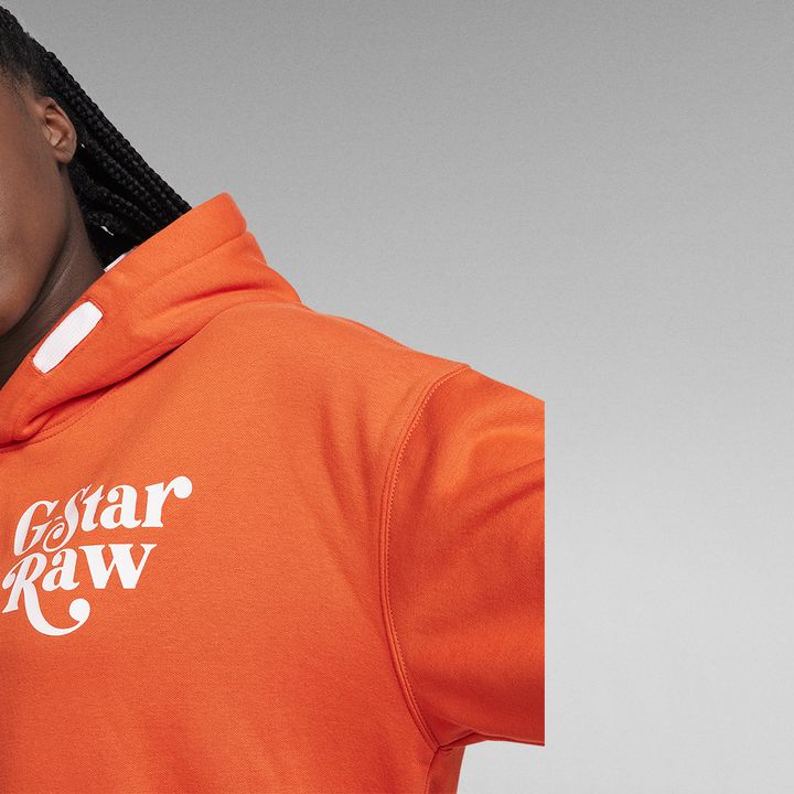 Orange g star hoodie clearance