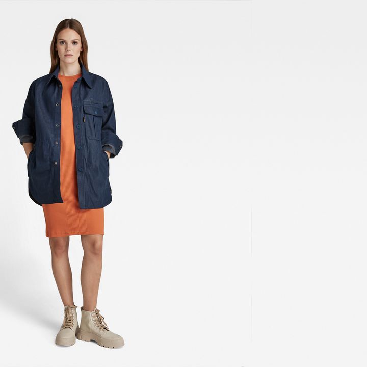Engineered Rib Tank Dress | Orange | G-STAR® US