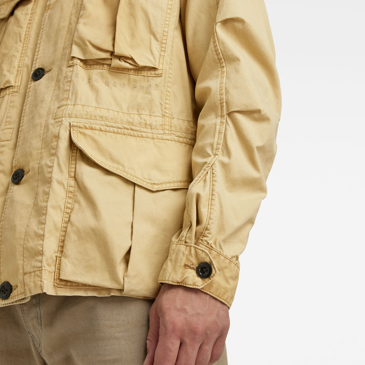 G STAR Men Washed Cargo Field Jacket Beige Size M