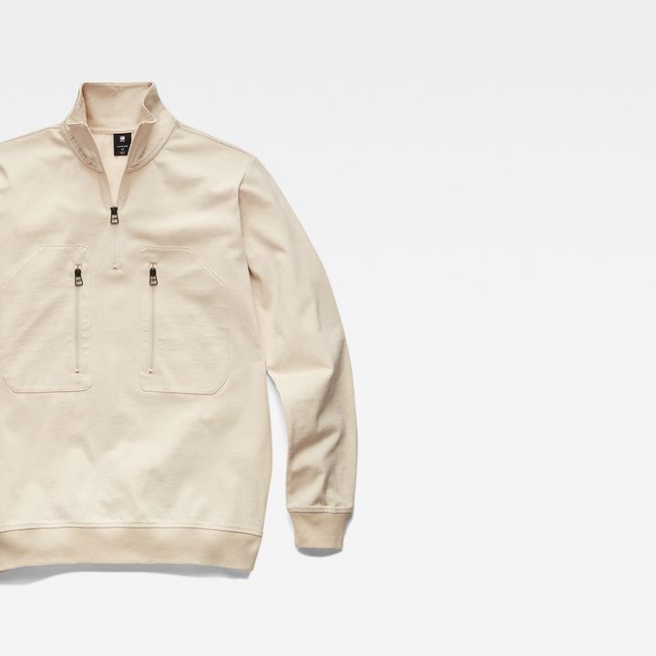 Lightweight Half Zip Sweater White G STAR CA