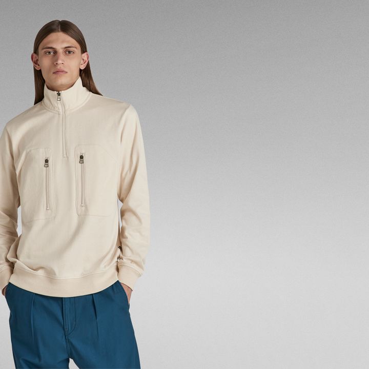 Lightweight Half Zip Sweater White G STAR NL