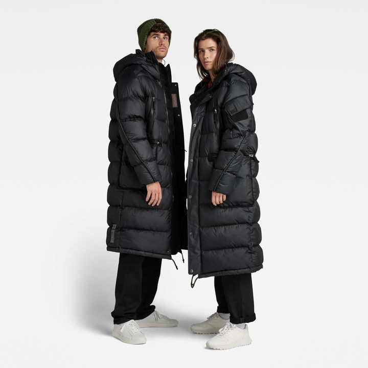 Unisex Extra Long Puffer Jacket Black G STAR GB