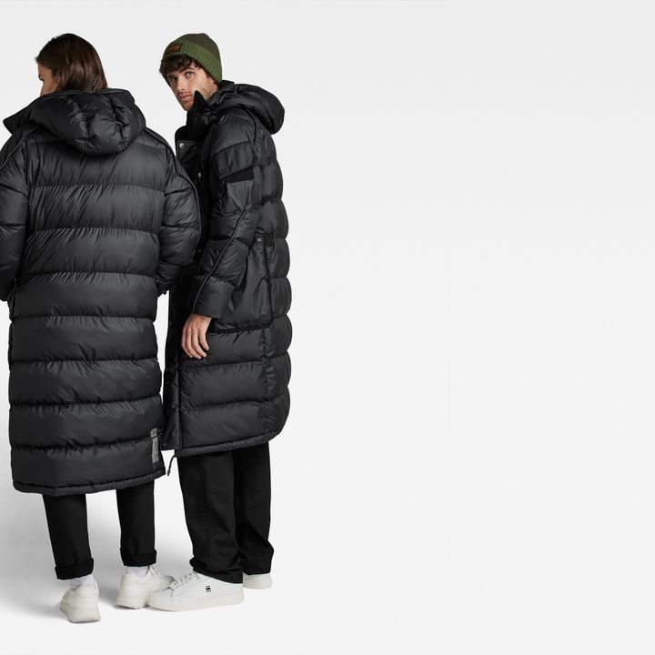 Unisex Extra Long Puffer Jacket Black G STAR AU
