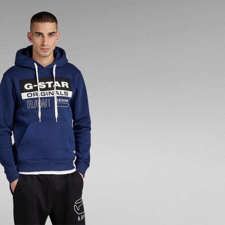 Color Block Originals Logo Hooded Sweater Dark blue G STAR NL