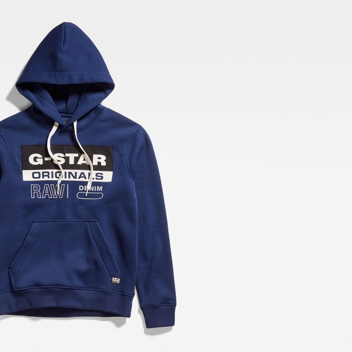 Color Block Originals Logo Hooded Sweater Dark blue G STAR US