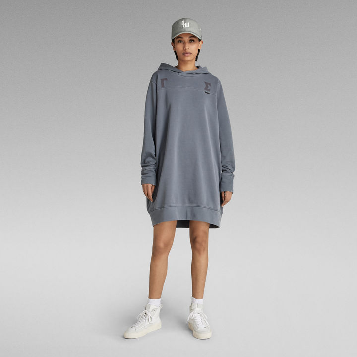 Gamma Sigma Loose Hoodie Sweat Jurk Midden blauw G STAR NL