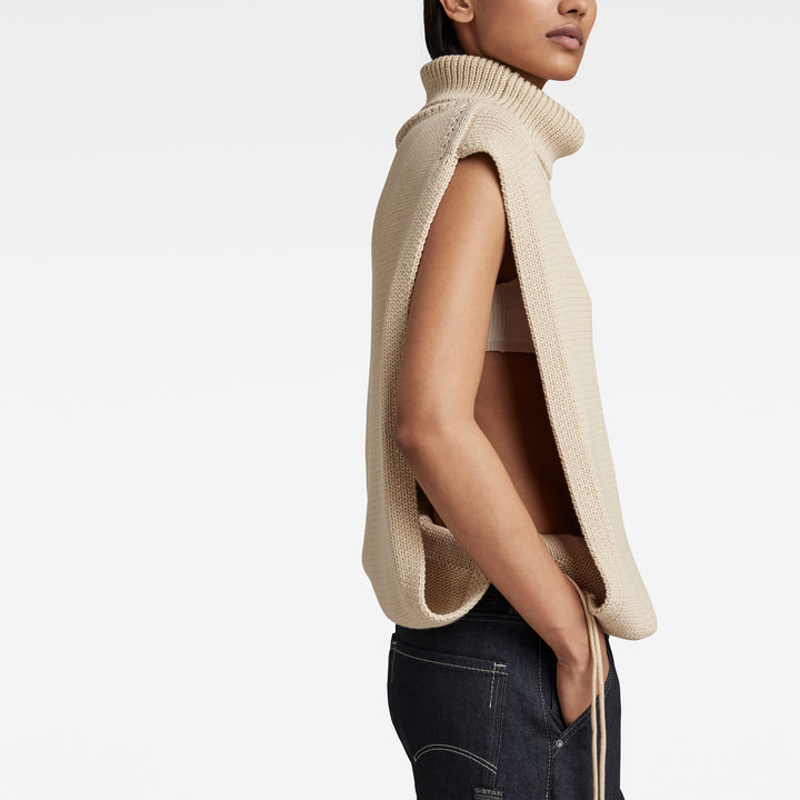 Knitted Top Open Side Turtle Neck