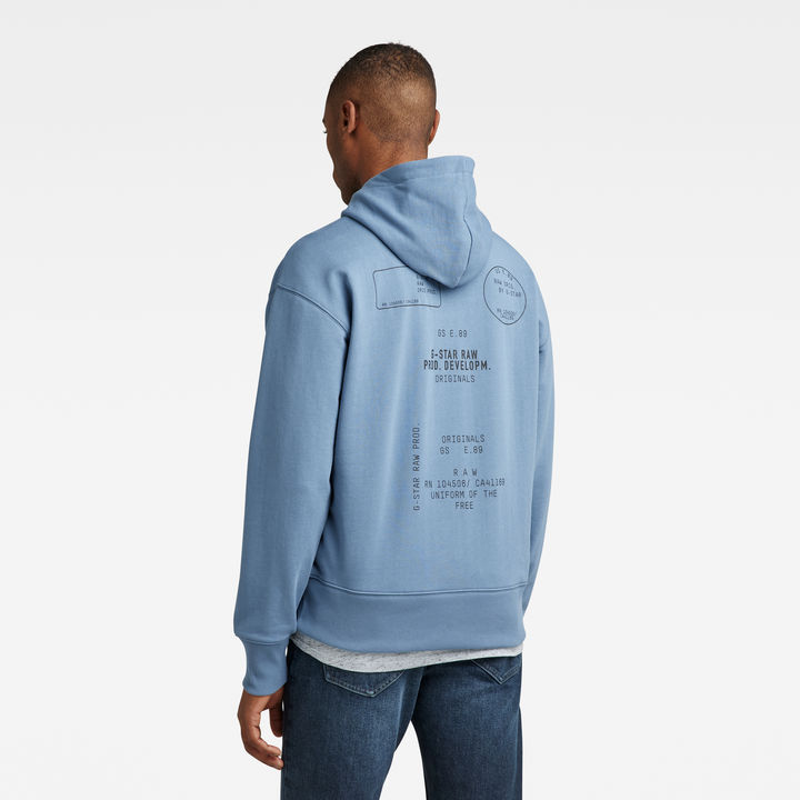 Back Graphic Loose Hooded Sweater Medium blue G STAR US