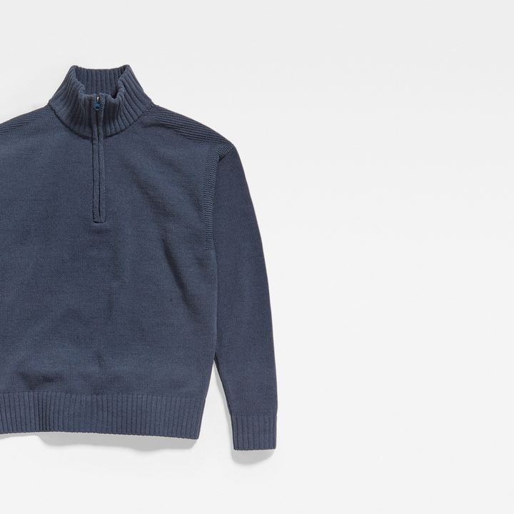 Unisex Half Zip Loose Knit
