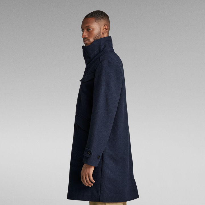 Dark blue wool coat shop