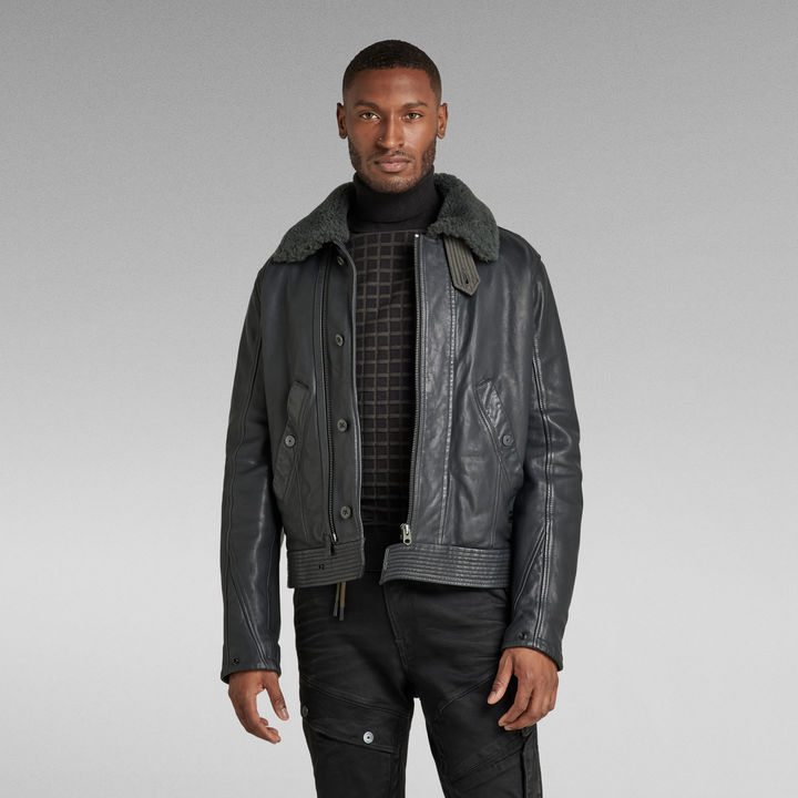 Veste en cuir grise on sale