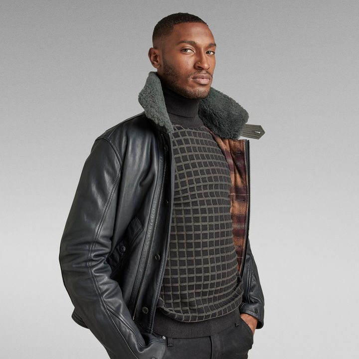 Veste en cuir Gris G STAR CA