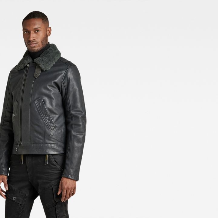 Veste en cuir Gris G STAR CA