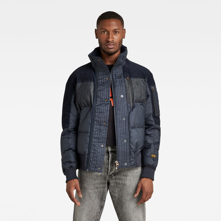 Denim Mix Quilted Puffer Jacket