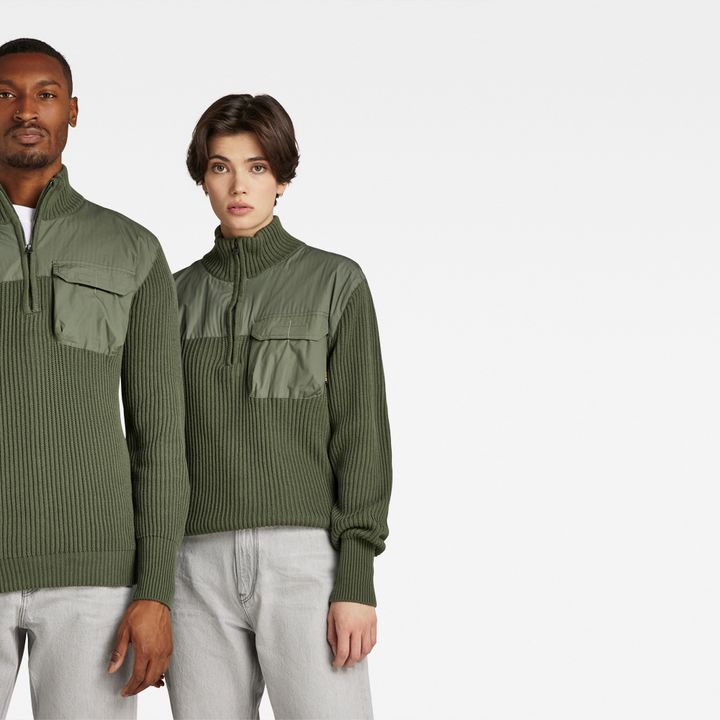 Unisex Army Half Zip Knit