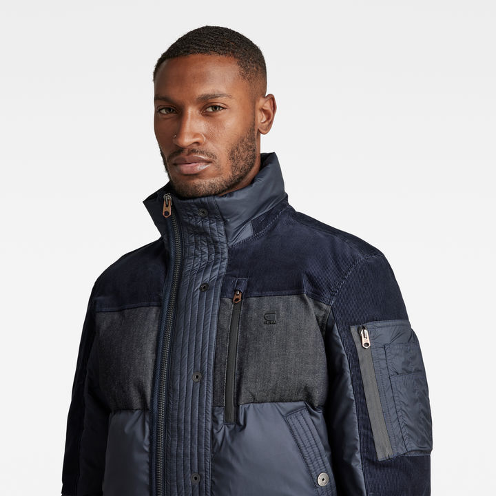 Denim Mix Quilted Puffer Jacket