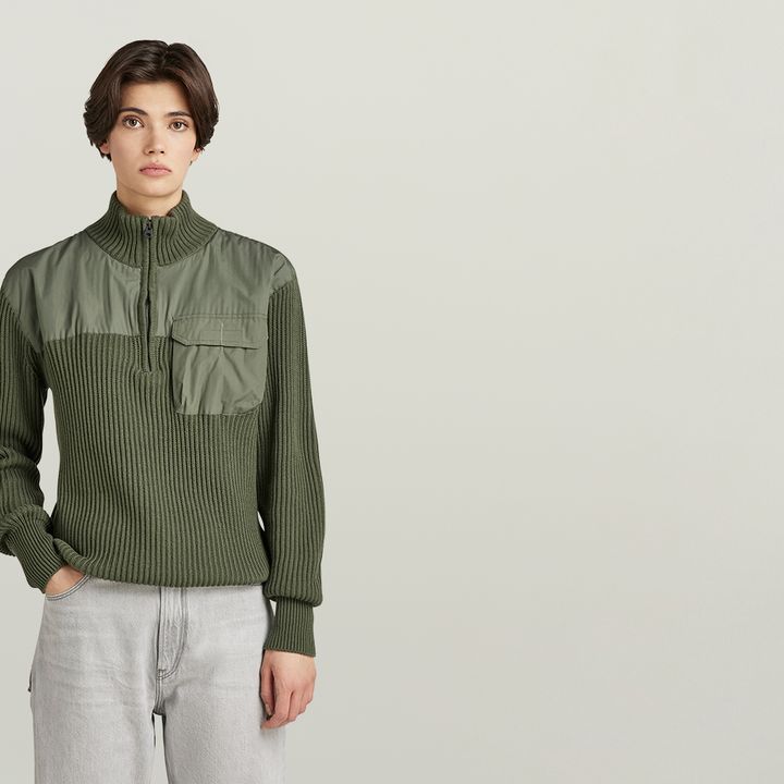 Unisex Army Half Zip Knit | Green | G-STAR® US