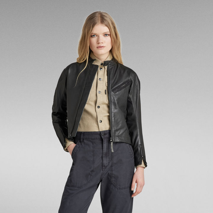 G star leather jacket womens on sale