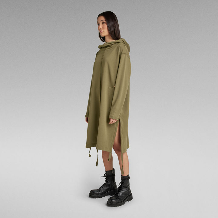 Hooded Long Sweat Dress Green G STAR NZ