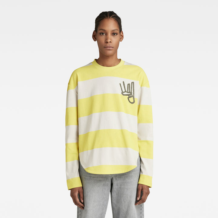 Yellow white striped sweater hot sale