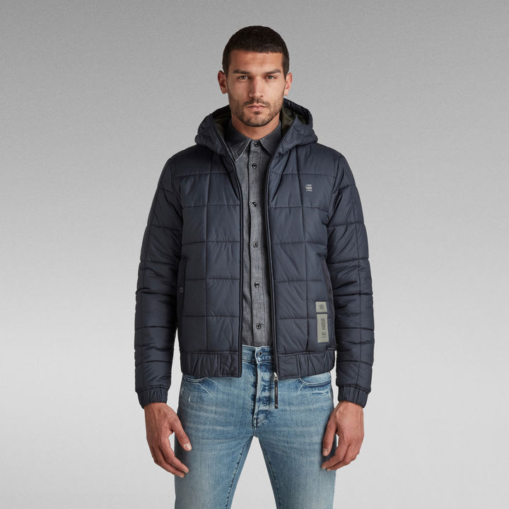 Meefic Square Quilted Hooded Jacket | Dark blue | G-STAR® US