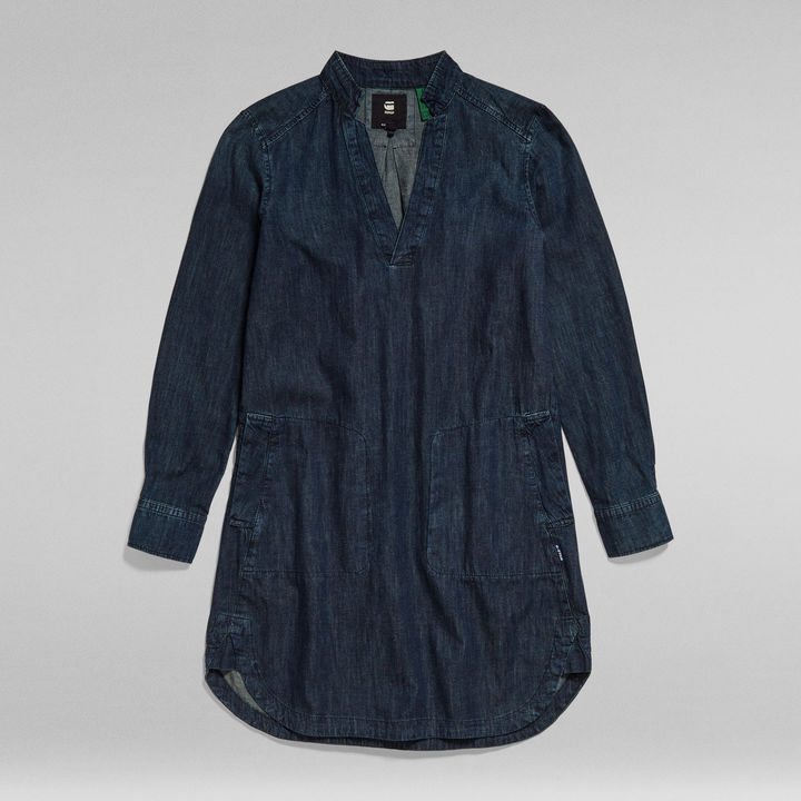 Millery V-neck Shirt Dress | Medium blue | G-STAR® TW
