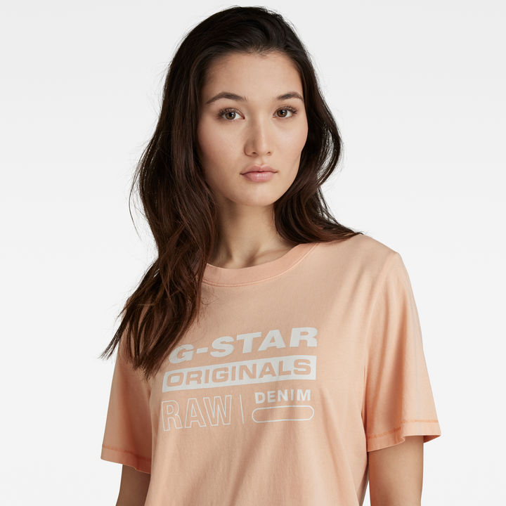 G STAR Women Originals Label T Shirt Pink Size S