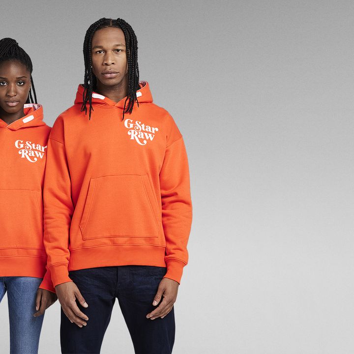 Orange g star hoodie top