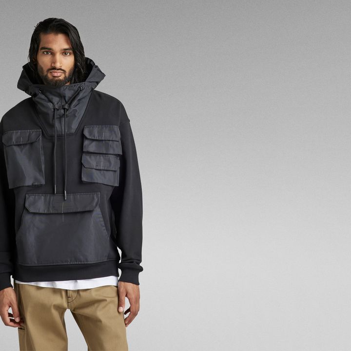 E Hooded Utility Loose Sweater | Black | G-STAR® US