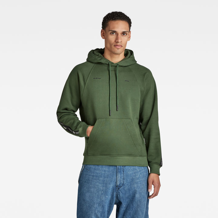 G STAR Men Tape Raglan Loose Hoodie Green Size S