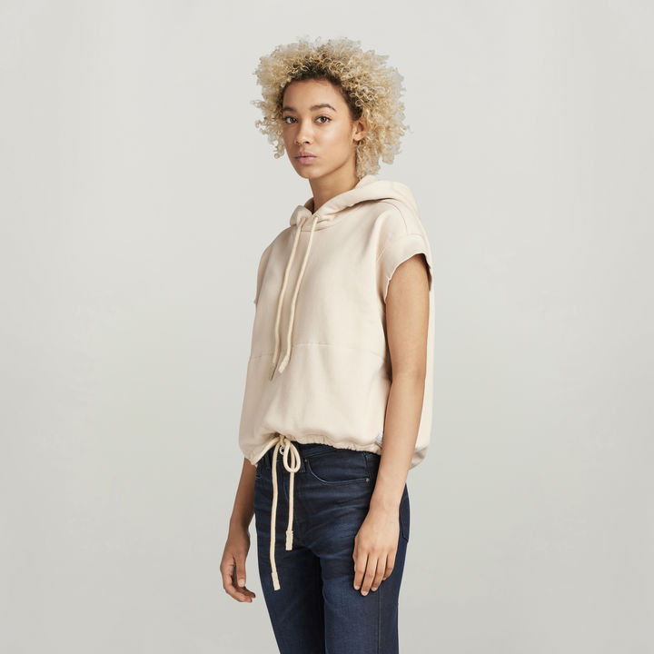 Relaxed Short Sleeve Hoodie Beige G STAR CA